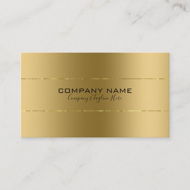 Simple Shiny Faux Metallic Gold Design Business Card (Front)