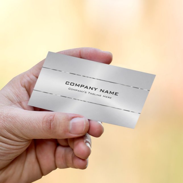 Simple Shiny Faux Metallic Silver Design Business Card (Creator Uploaded)