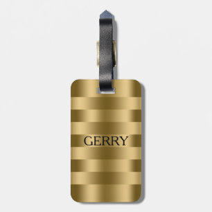Simple Shiny Gold Stripes Pattern Luggage Tag