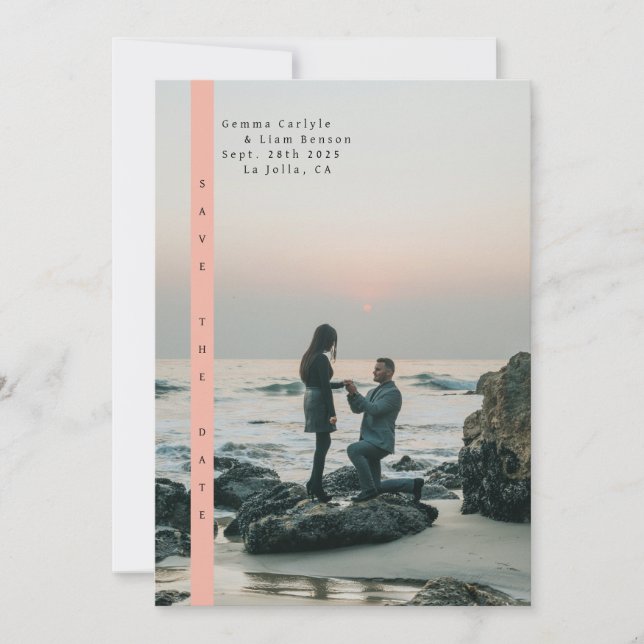 Simple Side Bar Save the Date card (Front)
