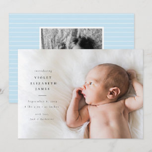 Simple Side Birth Announcement Blue