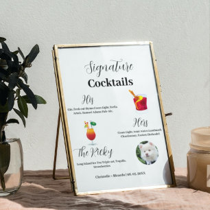 Simple signature cocktails wedding  bar Poster