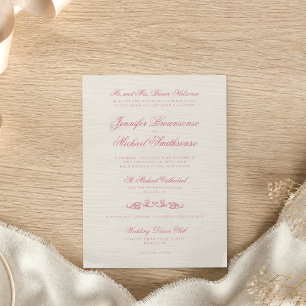 Simple Signature Font Beige Pink Wedding Invitation