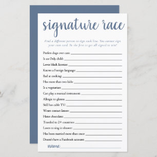 Simple Signature Race Dusty Slate Blue Game Card
