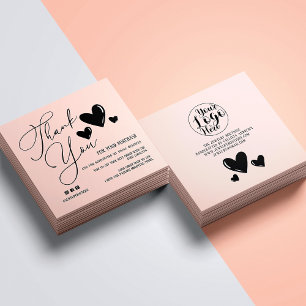 Simple Signature Script Hearts Order Thank You Square Business Card