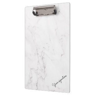 Simple Signature White Marble Clipboard