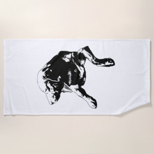Simple Silhouette, Resting Lab Beach Towel