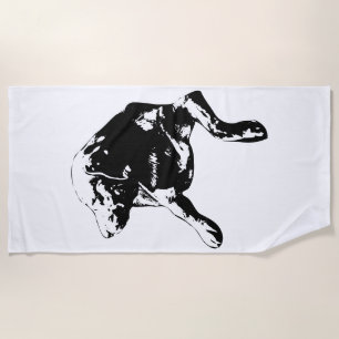 Simple Silhouette, Resting Lab Beach Towel