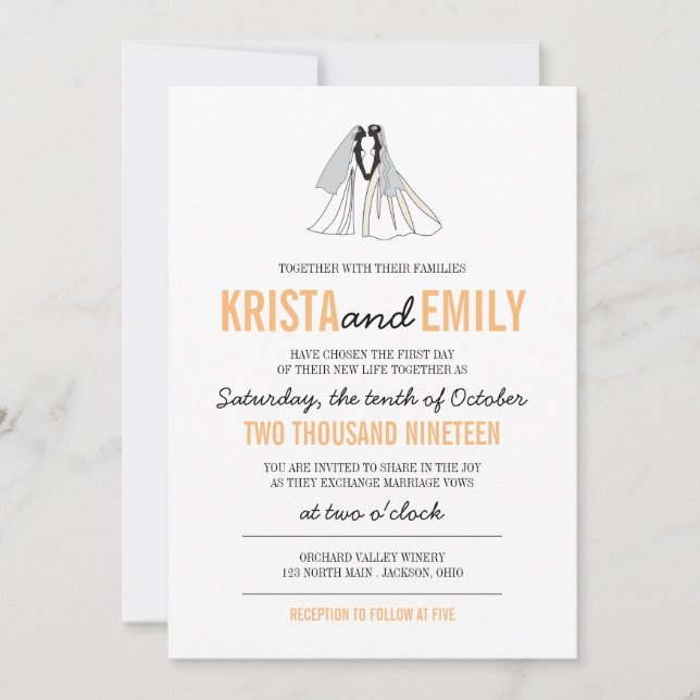 Simple Silhouettes Wedding Invitation (Front)