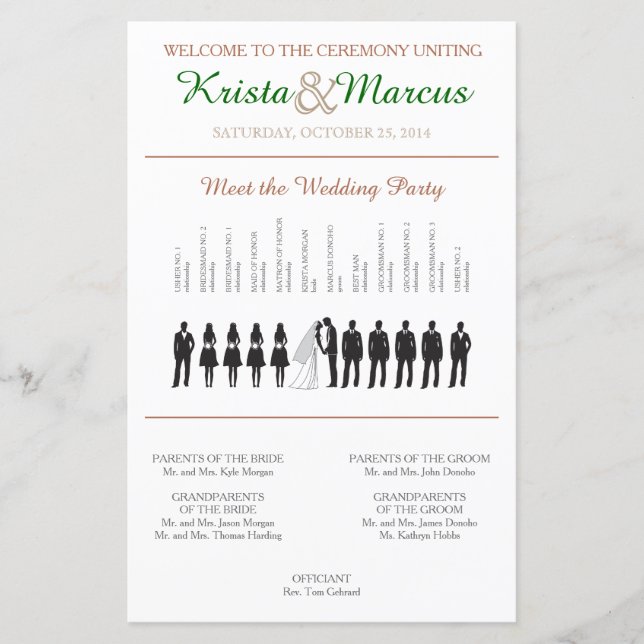 Simple Silhouettes Wedding Program (Front)