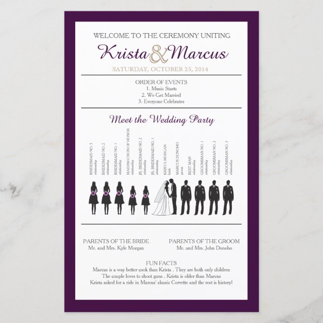 Simple Silhouettes Wedding Program (Front)
