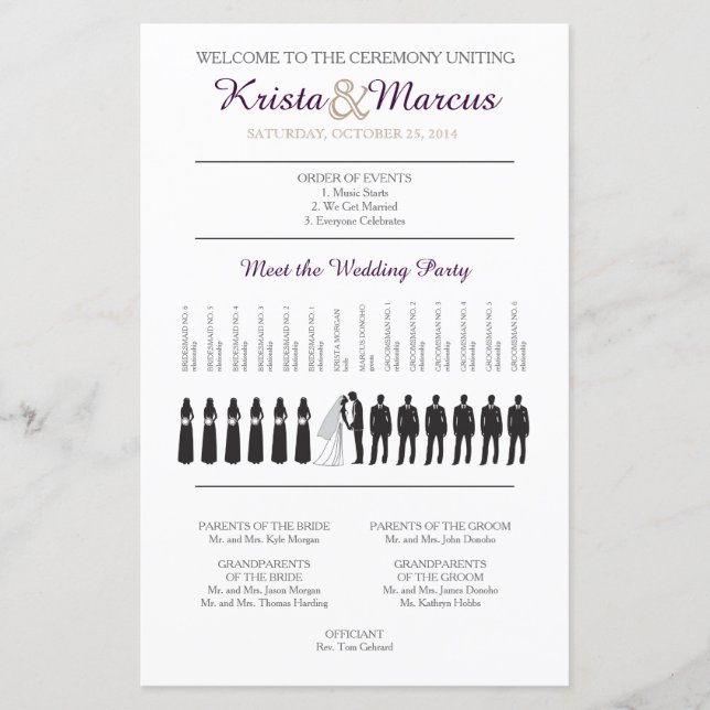 Simple Silhouettes Wedding Program (Front)