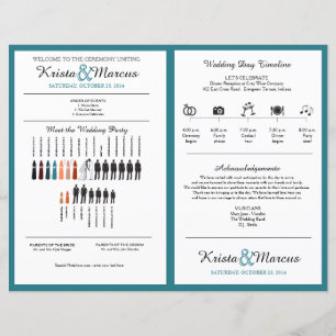 Simple Silhouettes Wedding Program Fan
