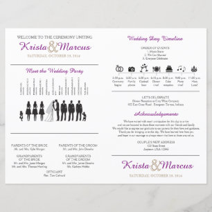 Simple Silhouettes Wedding Program Fan