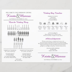 Simple Silhouettes Wedding Program Fan