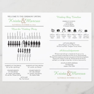 Simple Silhouettes Wedding Program Fan