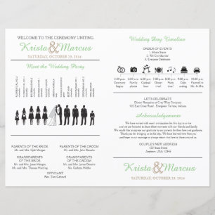 Simple Silhouettes Wedding Program Fan