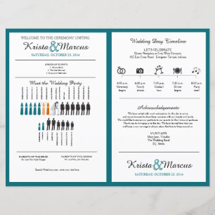 Simple Silhouettes Wedding Program Fan