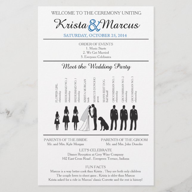 Simple Silhouettes Wedding Program Flyer (Front)