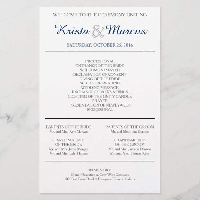 Simple Silhouettes Wedding Program Flyer (Front)