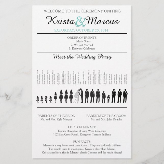 Simple Silhouettes Wedding Program Flyer (Front)