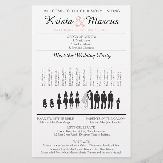 Simple Silhouettes Wedding Program Flyer (Front)