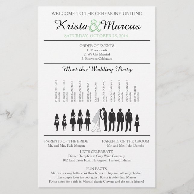 Simple Silhouettes Wedding Program Flyer (Front)