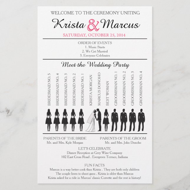 Simple Silhouettes Wedding Program Flyer-w (Front)