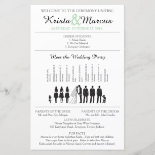 Simple Silhouettes Wedding Program with Timeline