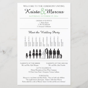 Simple Silhouettes Wedding Program with Timeline