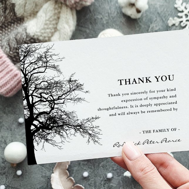 Simple Silhoutte Tree | Sympathy Funeral Thank You Card (Creator Uploaded)