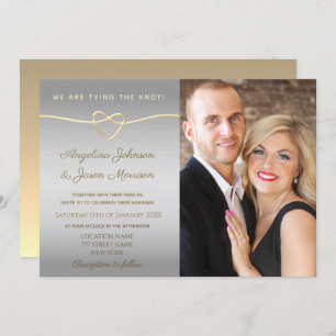 Simple Silver and Gold Photo Wedding Invitation