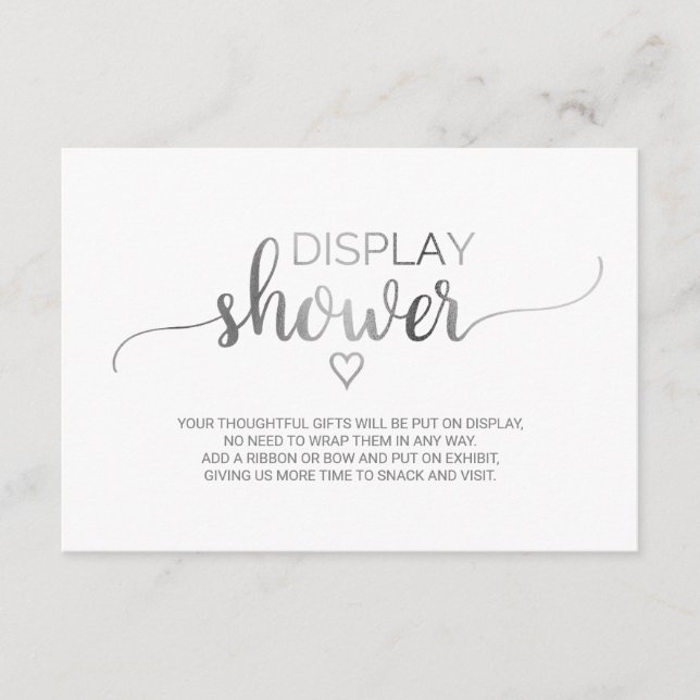 Simple Silver Calligraphy Display Shower Enclosure Card (Front)