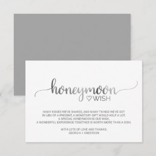 Simple Silver Calligraphy Wedding Honeymoon Wish Enclosure Card