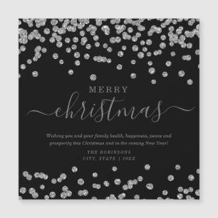 Simple Silver Christmas Holidays Glitter Black