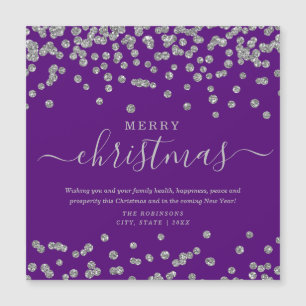 Simple Silver Christmas Holidays Glitter Purple