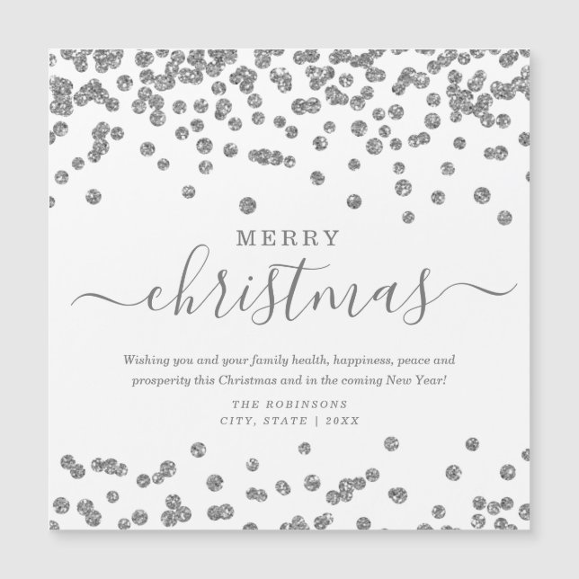 Simple Silver Christmas Holidays Glitter White (Front)