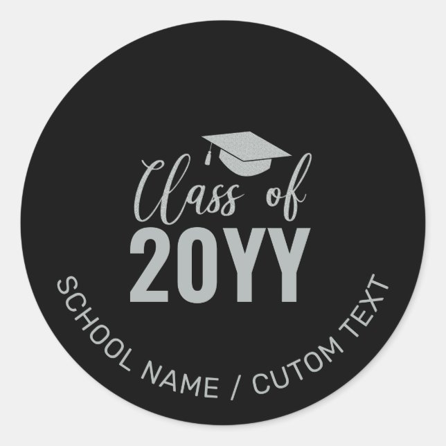 Simple Silver Class of 2022 Graduation Party Favor Classic Round Sticker (Front)