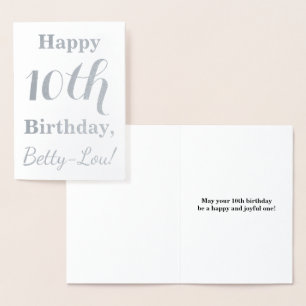 Simple Silver Foil 10th Birthday + Custom Name Card