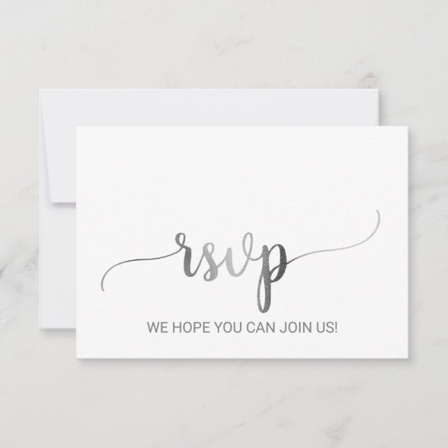 Simple Silver Foil Calligraphy RSVP Card (Front)