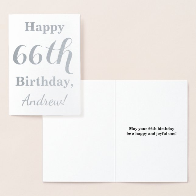 Simple Silver Foil "HAPPY 66th BIRTHDAY" + Name Foil Card (Display)