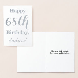 Simple Silver Foil "HAPPY 68th BIRTHDAY" + Name Foil Card