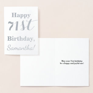 Simple Silver Foil "HAPPY 71st BIRTHDAY" + Name Foil Card