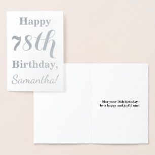 Simple Silver Foil "HAPPY 78th BIRTHDAY" + Name Card