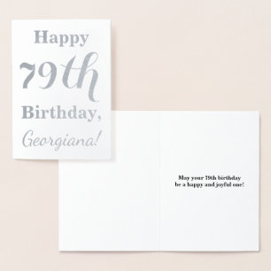 Simple Silver Foil "HAPPY 79th BIRTHDAY" + Name Foil Card