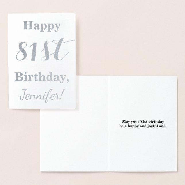 Simple Silver Foil "HAPPY 81st BIRTHDAY" + Name Card (Display)