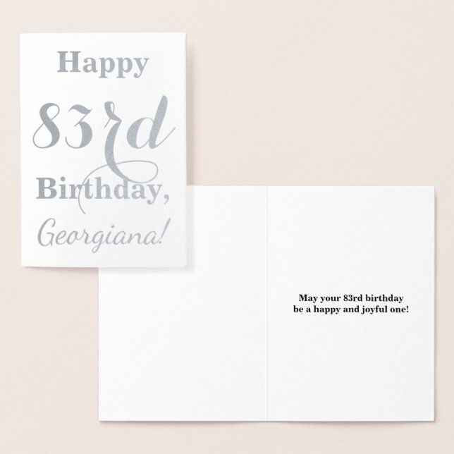 Simple Silver Foil "HAPPY 83rd BIRTHDAY" + Name Foil Card (Display)
