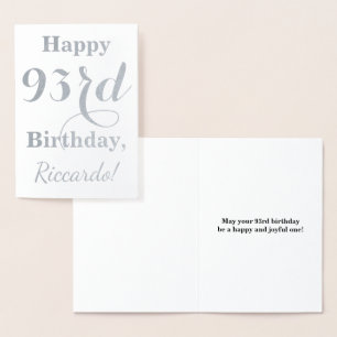 Simple Silver Foil "HAPPY 93rd BIRTHDAY" + Name Card