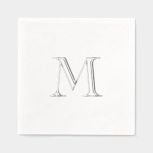 Simple Silver foil Monogram Paper Napkin