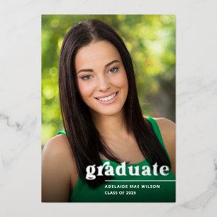 Simple Silver Foil Overlay Photo Graduation Party